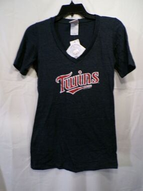 Campus Lifestyle Minnesota Twins Womens V-Neck T-Shirt Size S Navy Heather